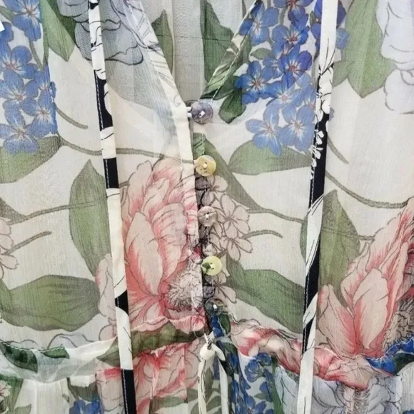 Johnny Was Jade Marion Silk Floral-Print Midi Dress NWT RARE